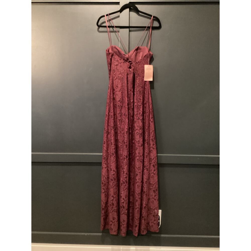 Anthropologie BHLDN Emma Sweetheart Sleeveless Lace Long Gown Front Slit Wine 12 - Picture 13 of 16
